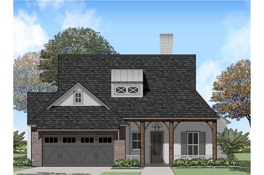 204-1004: Home Plan Rendering-Front View