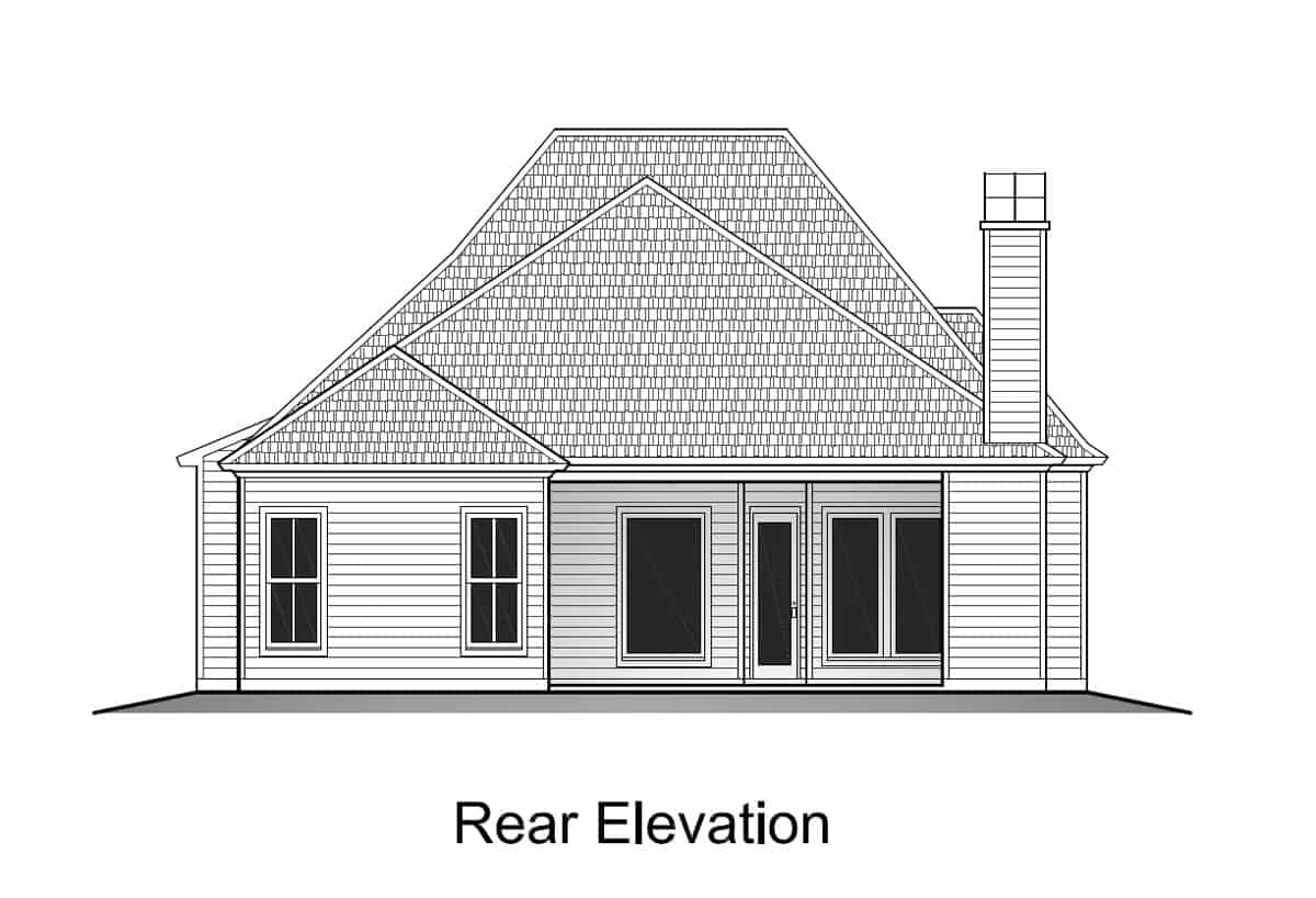 Home Plan Rear Elevation of this 3-Bedroom,1832 Sq Ft Plan -204-1005