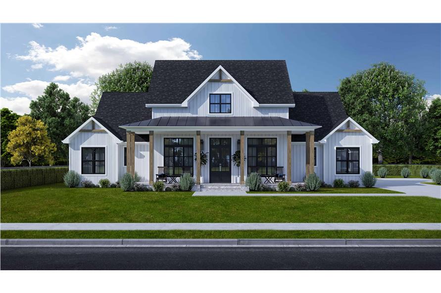 204-1033: Home Plan Rendering-Front View