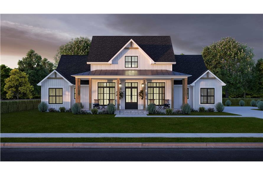 Front elevation of Ranch home (ThePlanCollection: House Plan #204-1033)