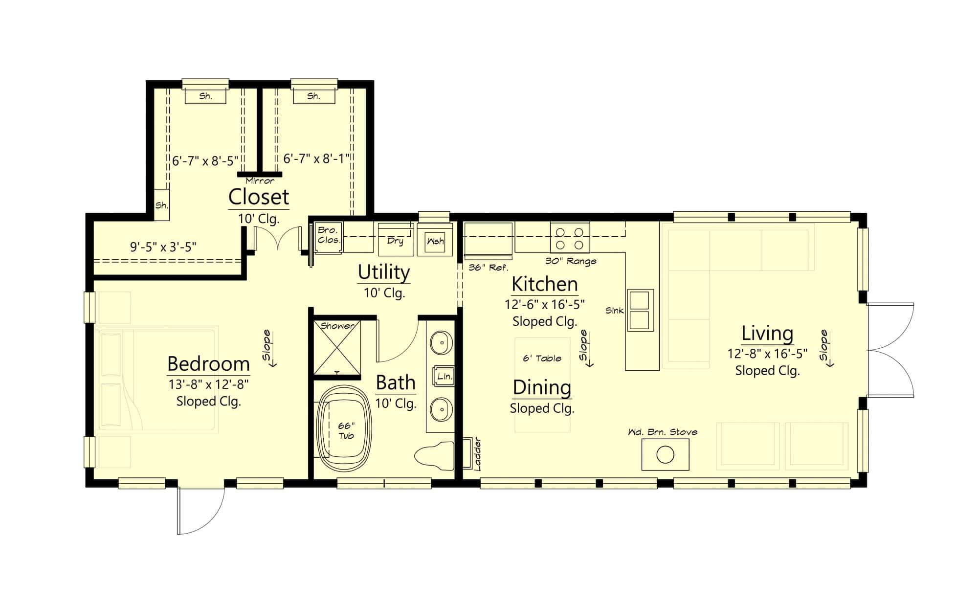 Main Level of Modern Plan #204-1051