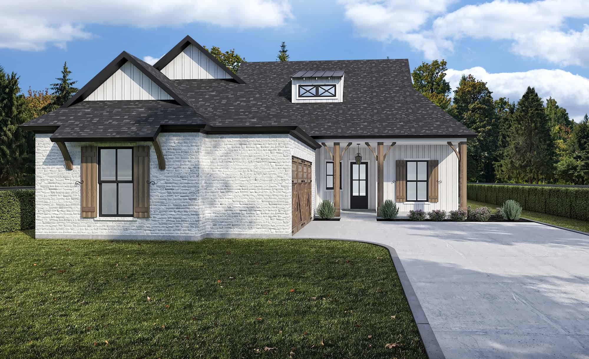 Front elevation of Farmhouse home (ThePlanCollection: House Plan #204-1053)