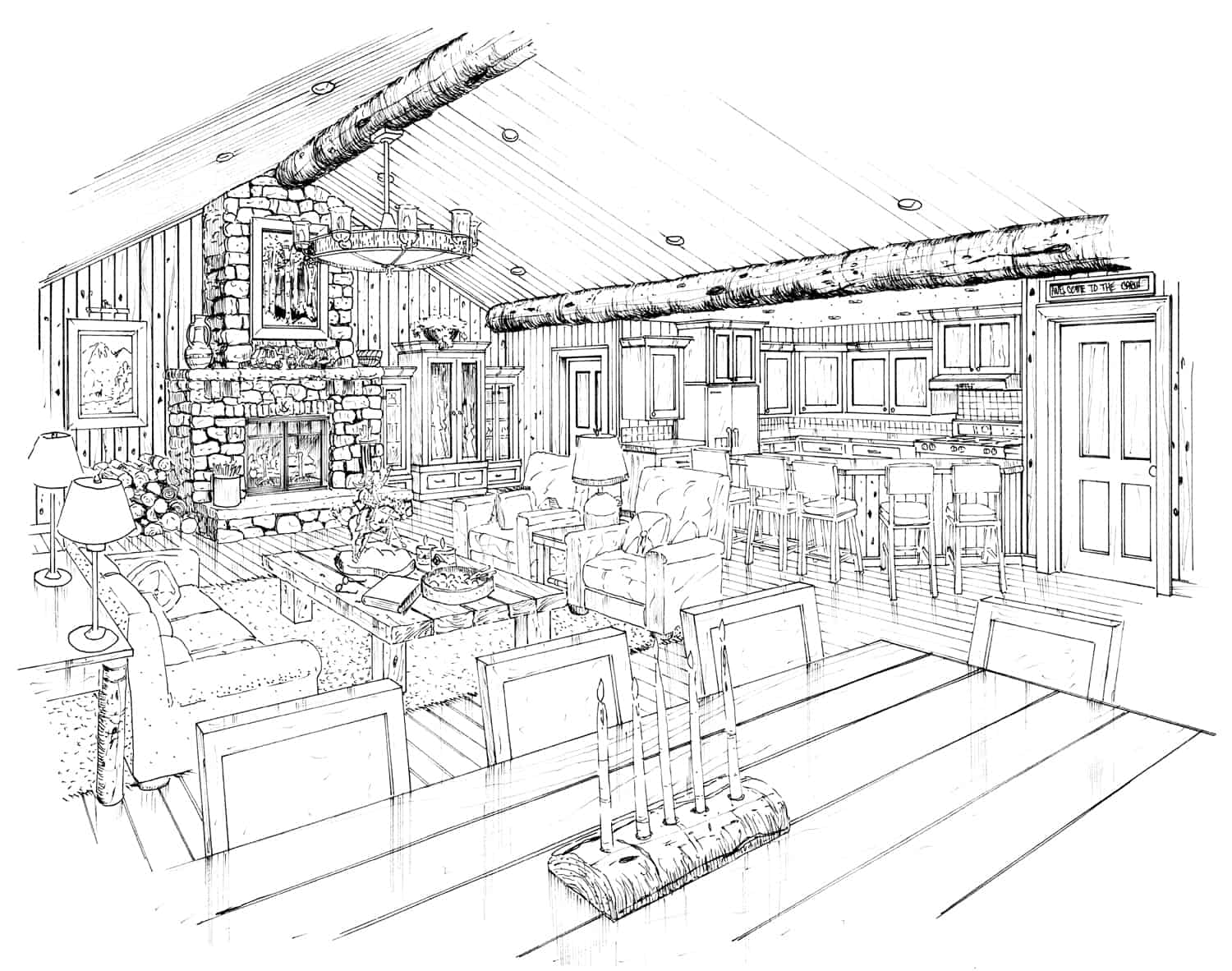 Great Room of this 2-Bedroom, 1031 Sq Ft Plan - 205-1001