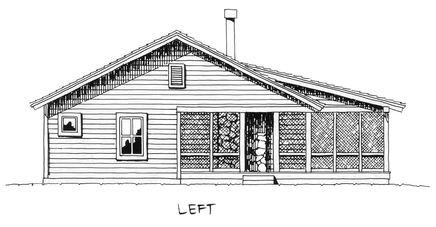 Home Plan Left Elevation of this 2-Bedroom,1031 Sq Ft Plan -205-1001
