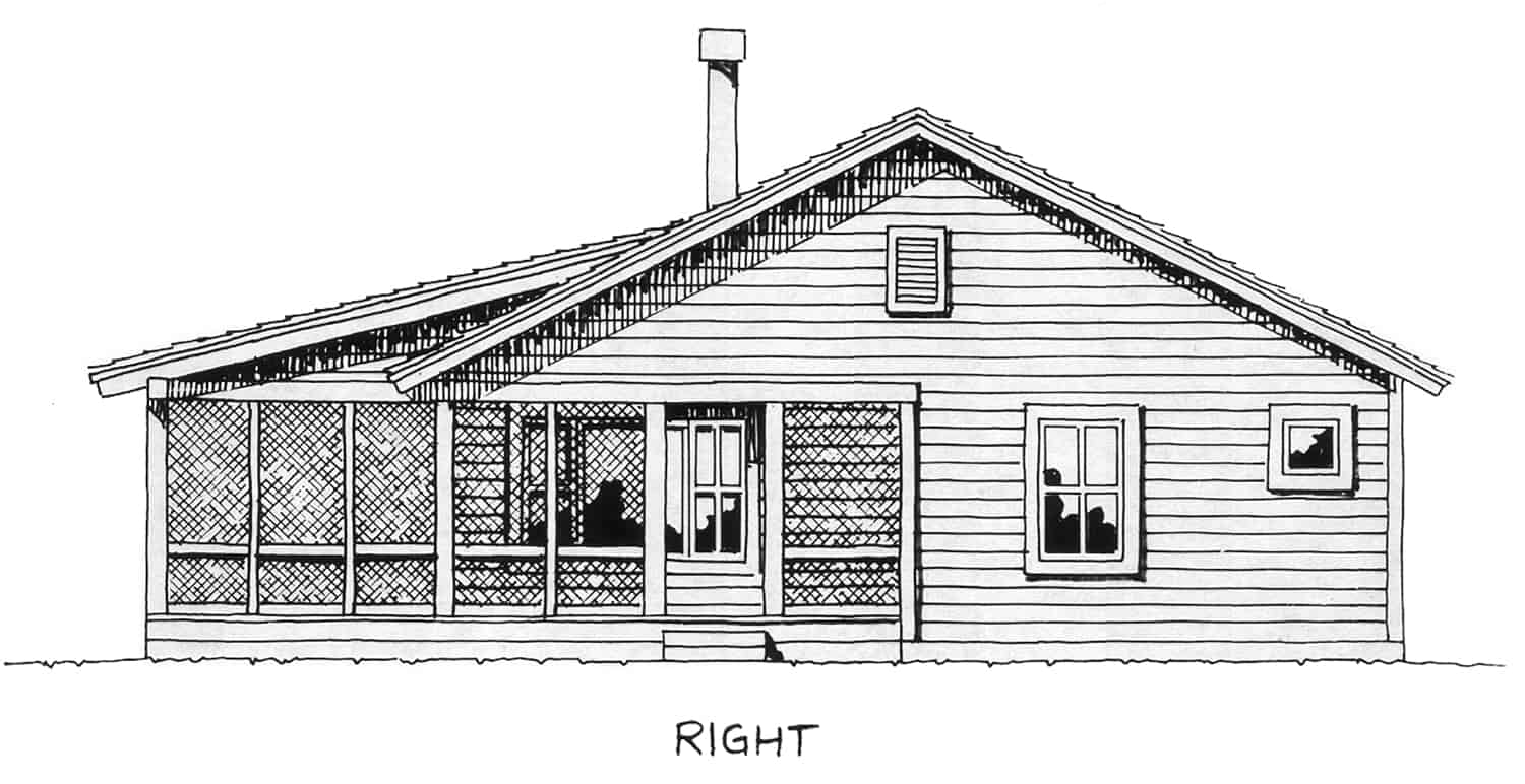 Home Plan Right Elevation of this 2-Bedroom,1031 Sq Ft Plan -205-1001