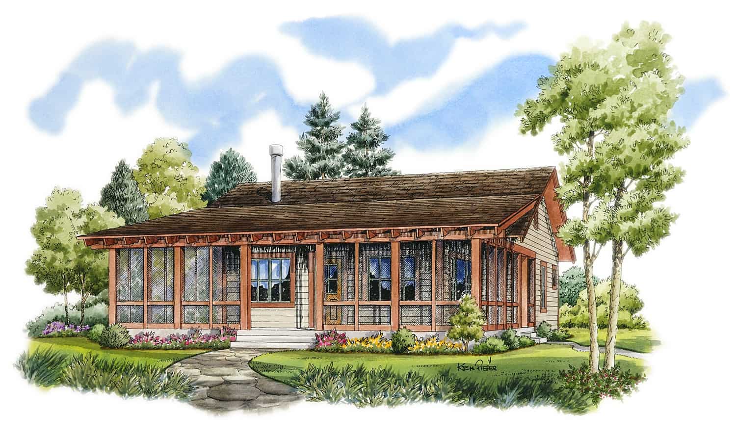 Cottage home (ThePlanCollection: Plan #205-1001)