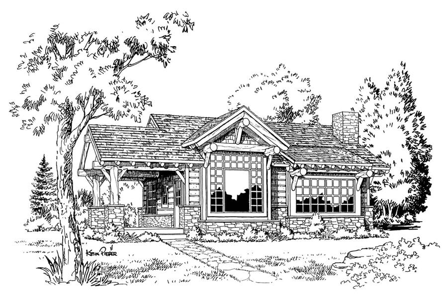 205-1003: Home Plan Rendering-Front View