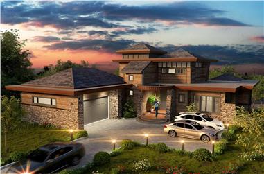 4-Bedroom, 4085 Sq Ft Contemporary Home Plan - 205-1008 - Main Exterior