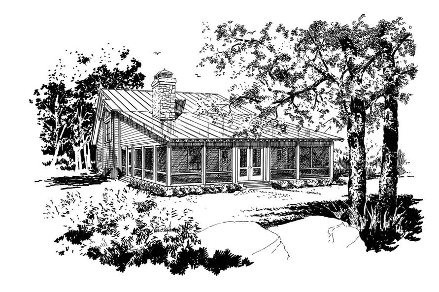 205-1011: Home Plan Rendering-Front View
