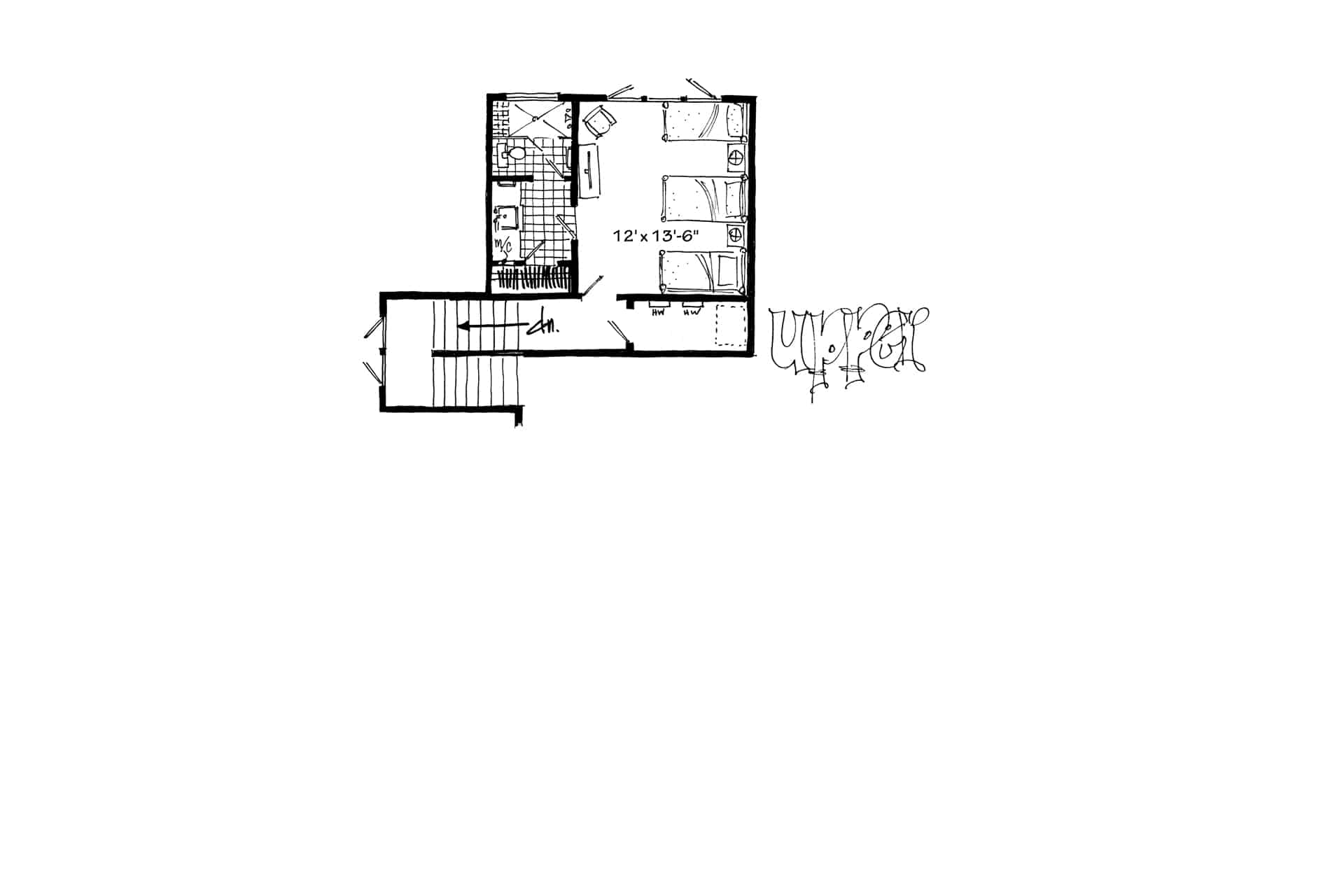 Floor Plan Upper Level of Farmhouse Plan #205-1011