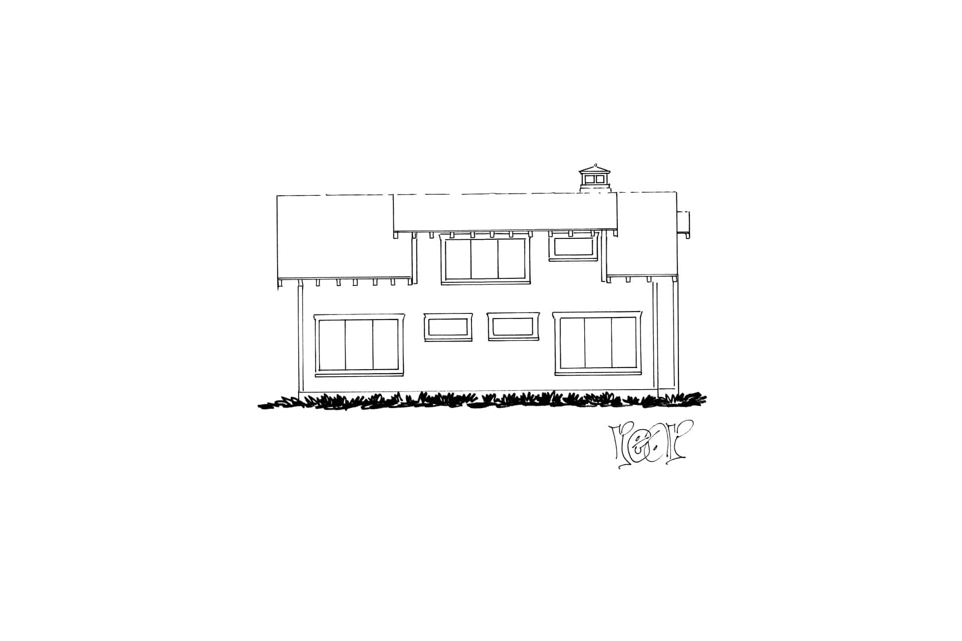 Home Plan Rear Elevation of this 3-Bedroom,1371 Sq Ft Plan -205-1011