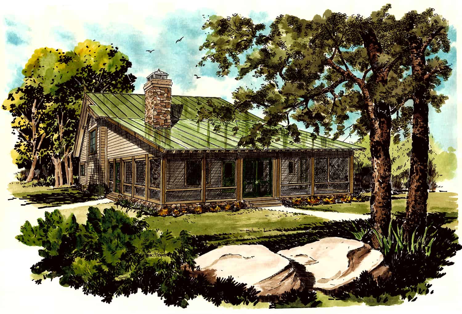 Farmhouse home (ThePlanCollection: Plan #205-1011)