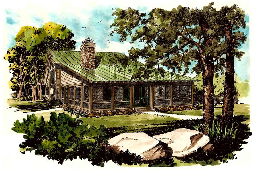 Farmhouse home (ThePlanCollection: Plan #205-1011)