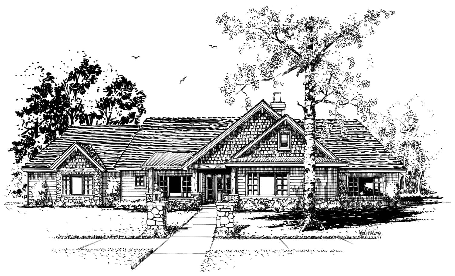 Front View of this 3-Bedroom, 2007 Sq Ft Plan - 205-1012