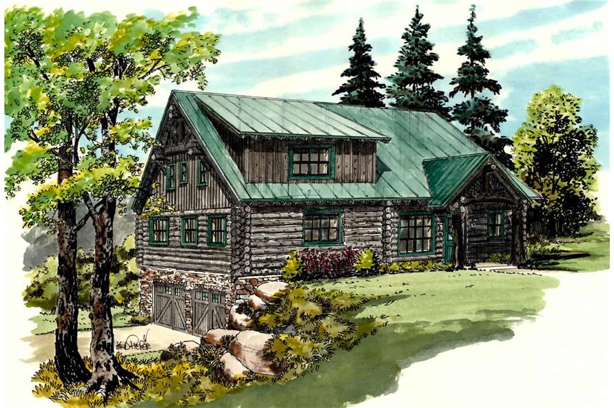 Log Cabin home (ThePlanCollection: Plan #205-1013)
