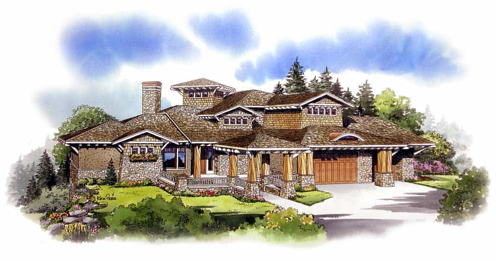 Front View of this 5-Bedroom, 5876 Sq Ft Plan - 205-1019