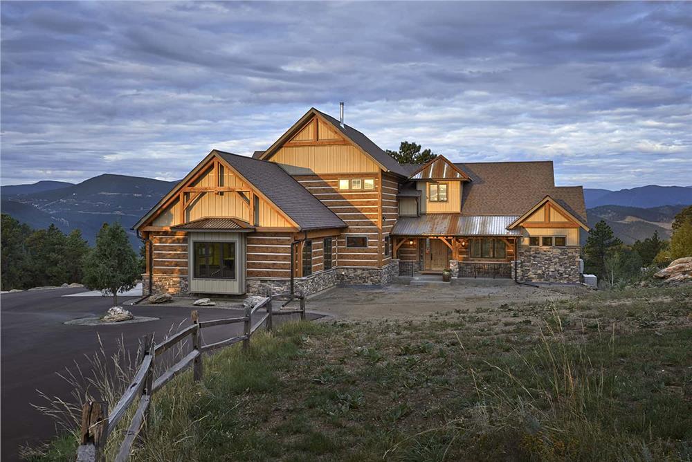Luxury mountain lodge home (ThePlanCollection: Plan #205-1021)