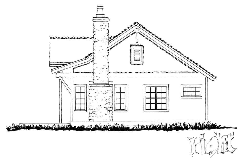 Home Plan Right Elevation of this 2-Bedroom,1065 Sq Ft Plan -205-1023