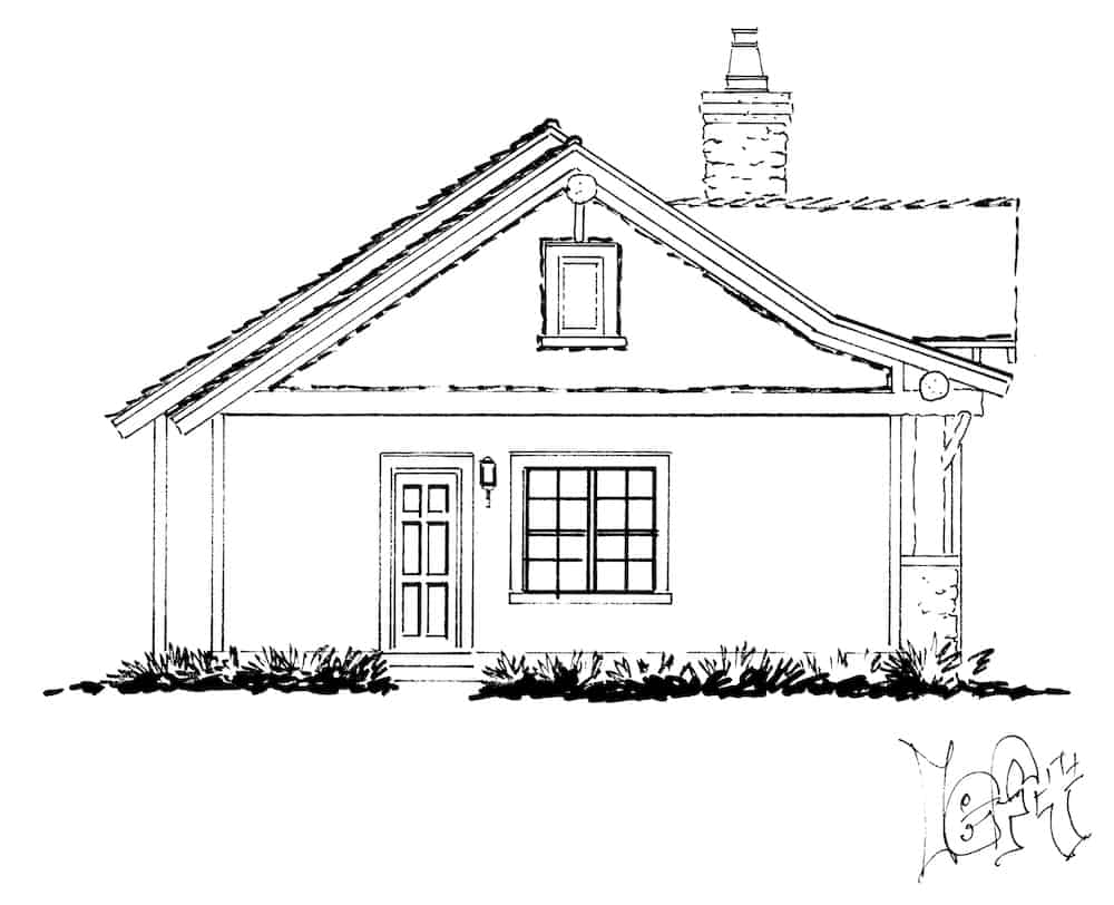 Home Plan Left Elevation of this 2-Bedroom,1065 Sq Ft Plan -205-1023