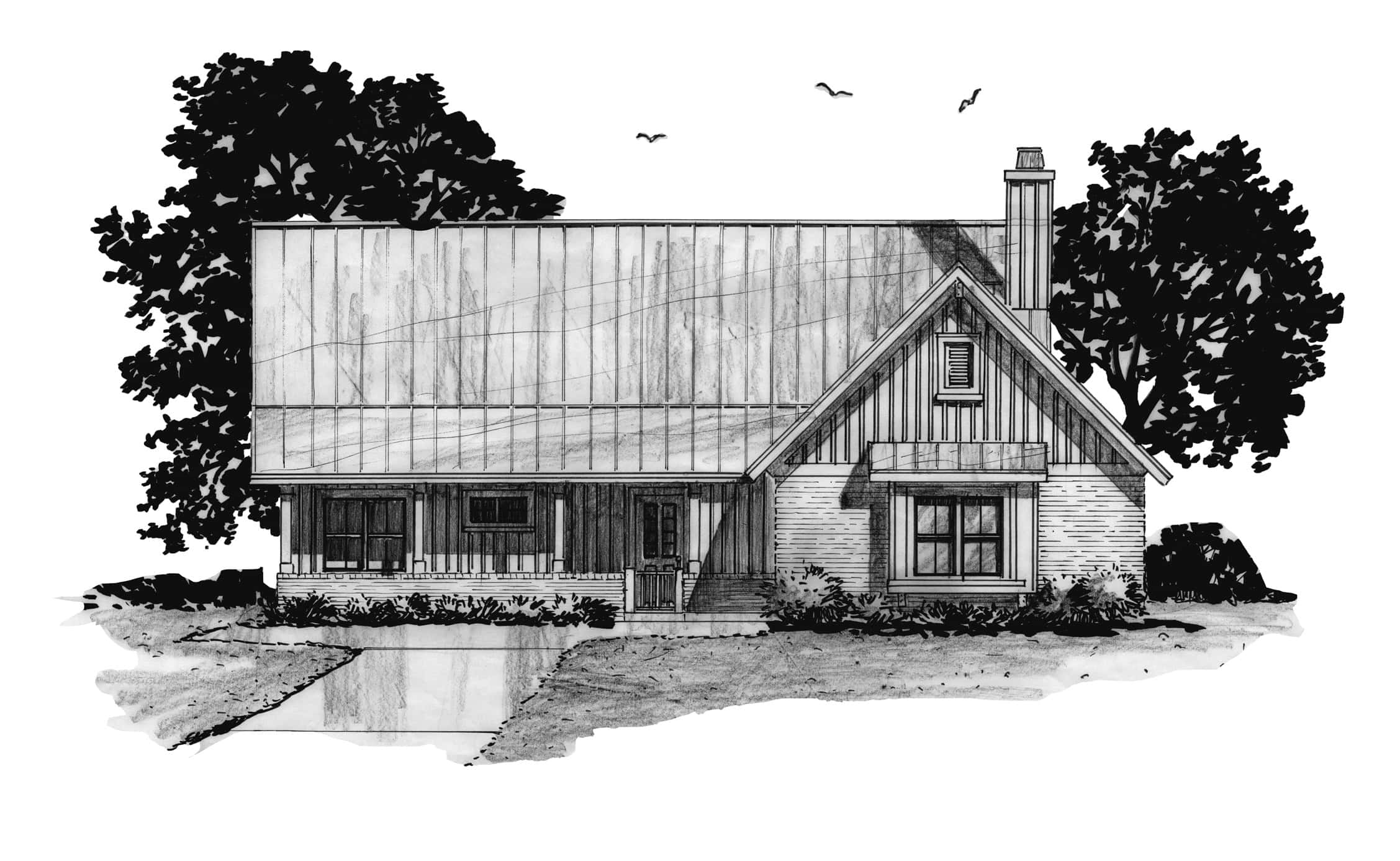 Home Plan Front Elevation of this 2-Bedroom,1196 Sq Ft Plan -205-1233