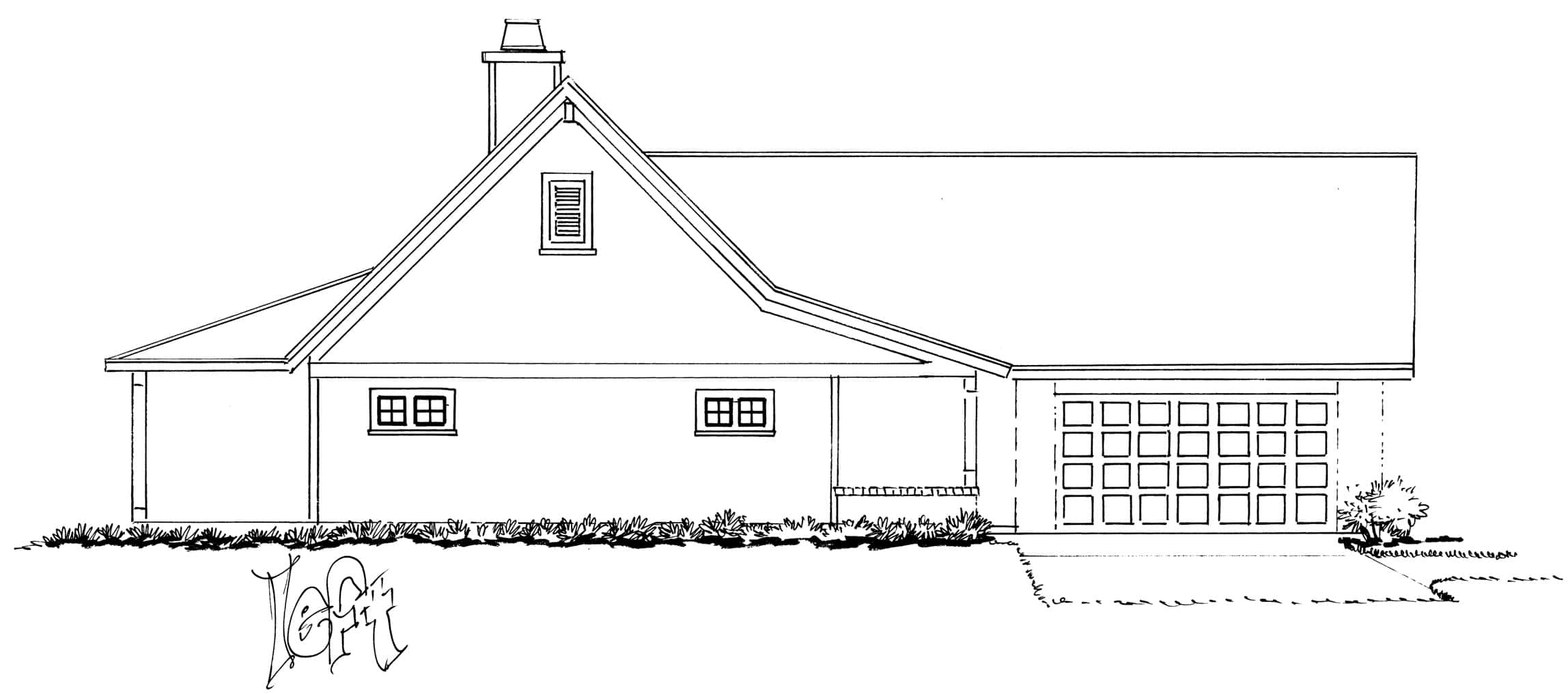 Home Plan Left Elevation of this 2-Bedroom,1196 Sq Ft Plan -205-1233