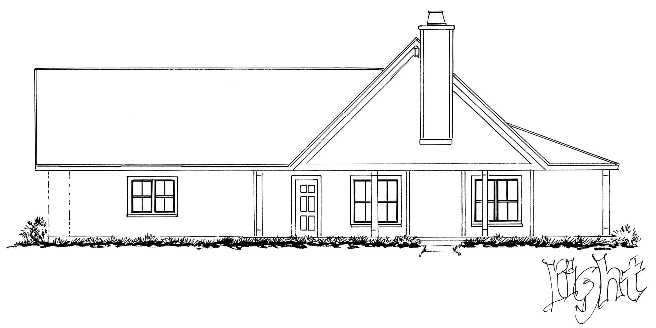 Home Plan Right Elevation of this 2-Bedroom,1196 Sq Ft Plan -205-1233