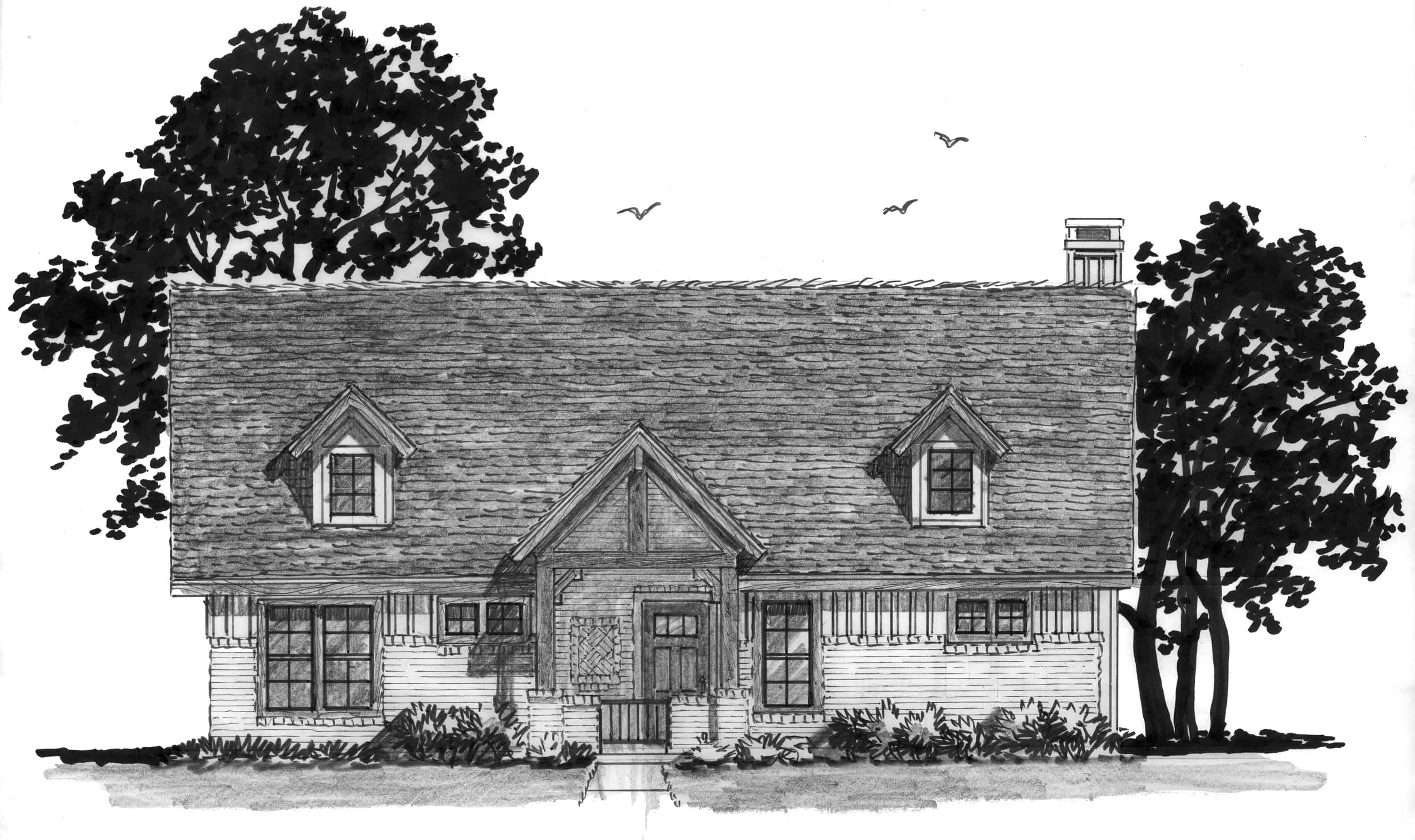 Home Plan Front Elevation of this 2-Bedroom,1196 Sq Ft Plan -205-1234