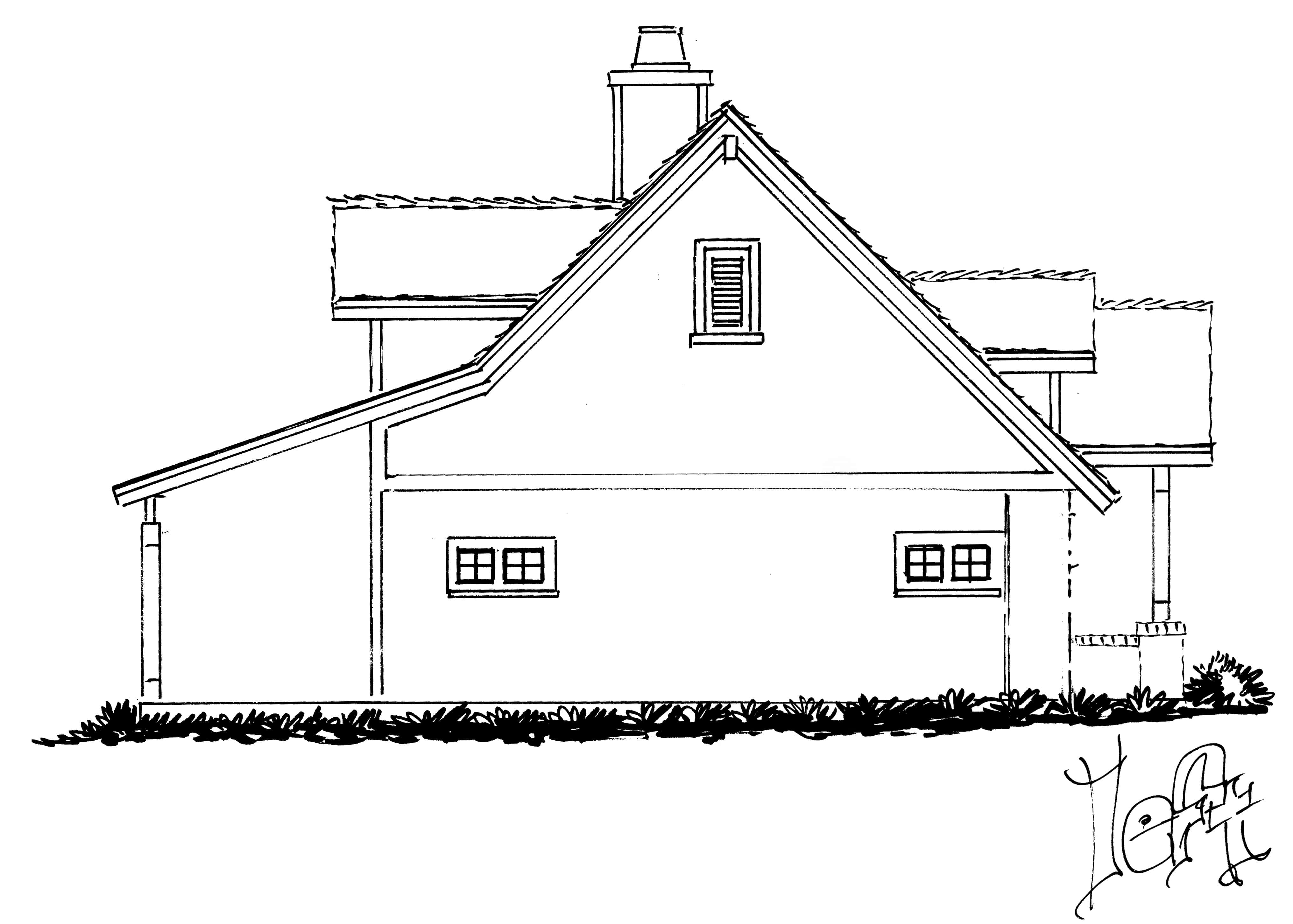 Home Plan Left Elevation of this 2-Bedroom,1196 Sq Ft Plan -205-1234