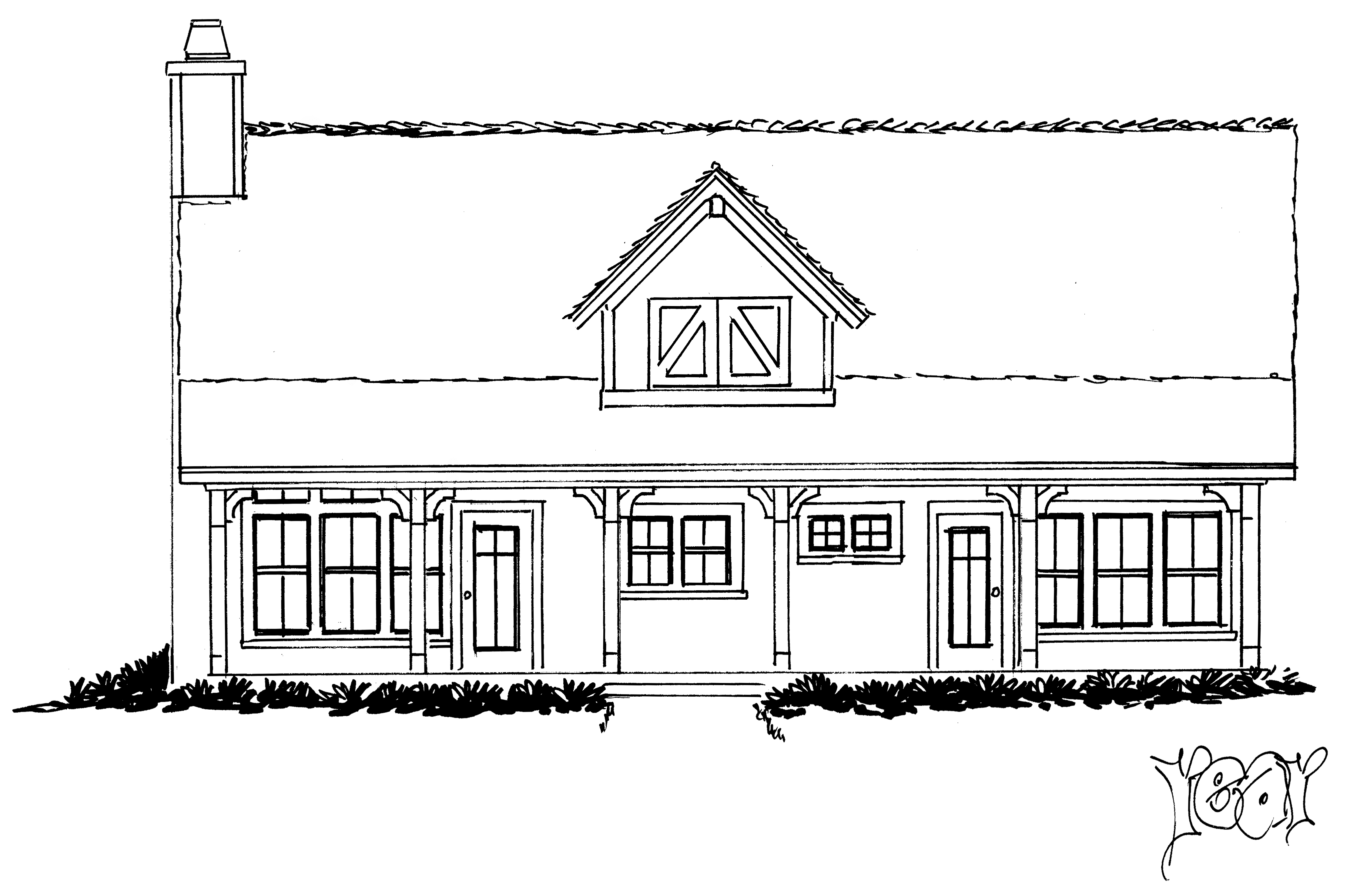 Home Plan Rear Elevation of this 2-Bedroom,1196 Sq Ft Plan -205-1234