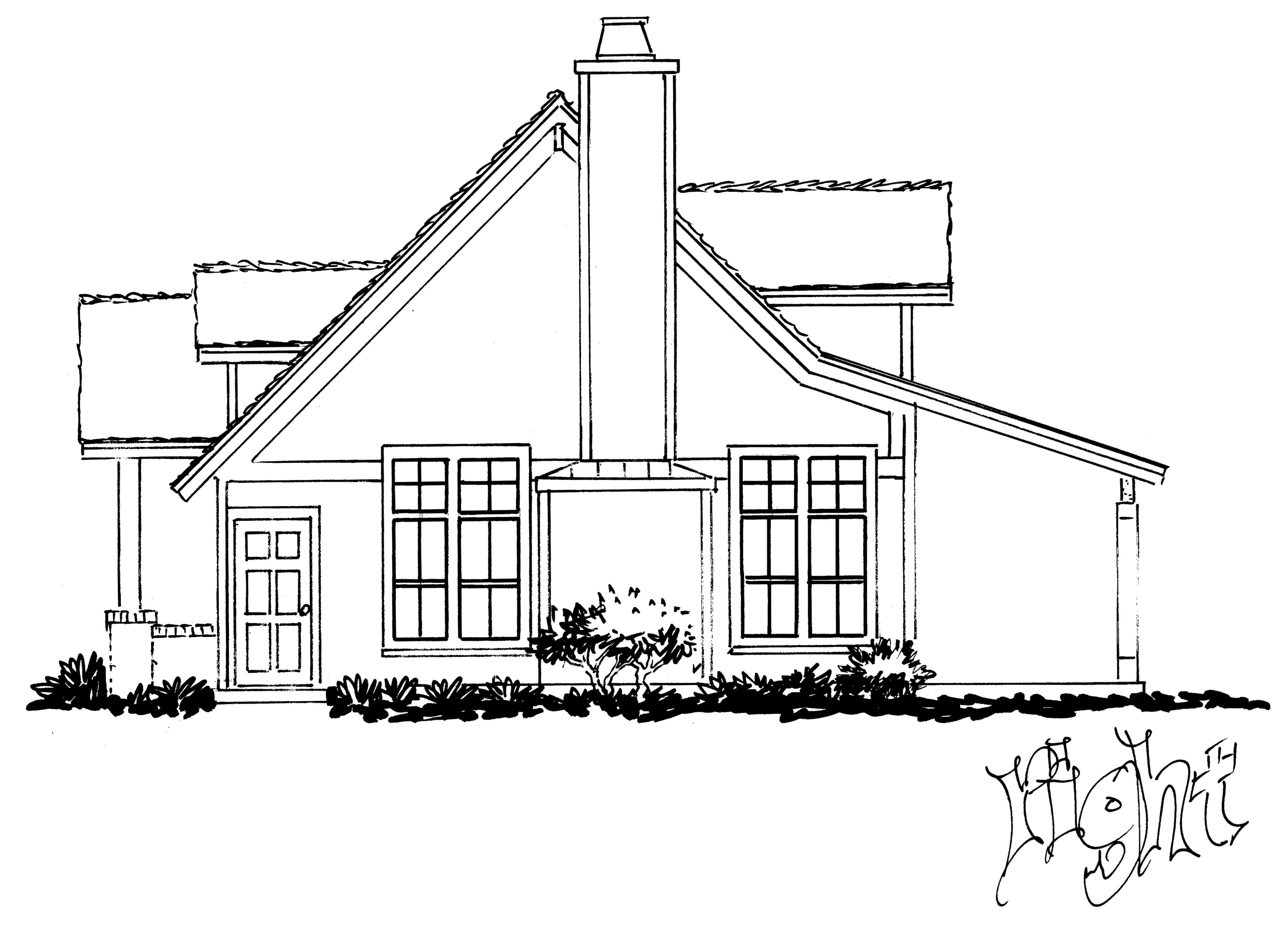 Home Plan Right Elevation of this 2-Bedroom,1196 Sq Ft Plan -205-1234