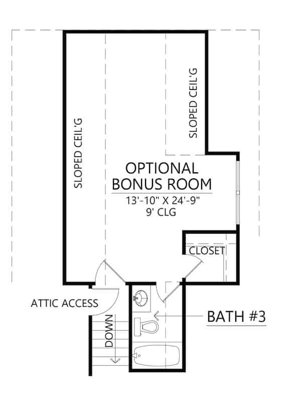 Floor Plan Bonus Room of Contemporary Plan #206-1018