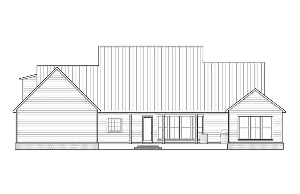 Home Plan Rear Elevation of this 3-Bedroom,2909 Sq Ft Plan -206-1018
