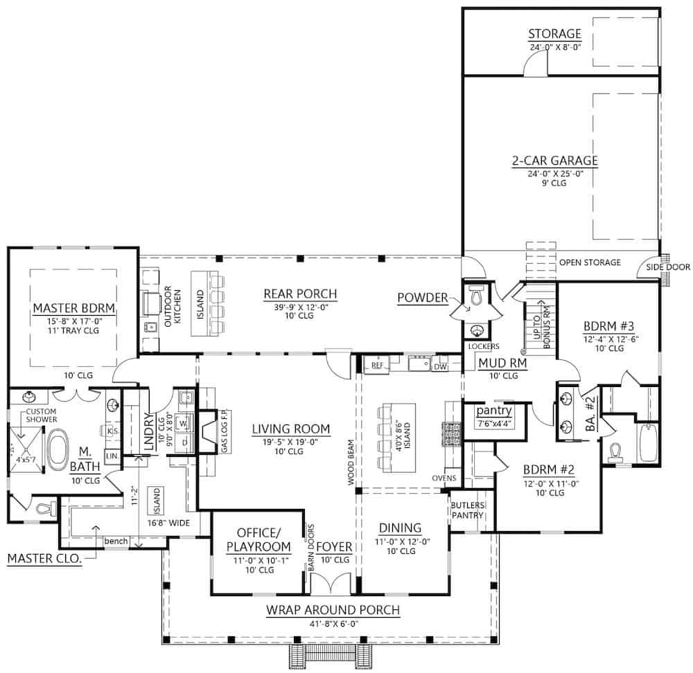 Floor Plan Main Level of Contemporary Plan #206-1018