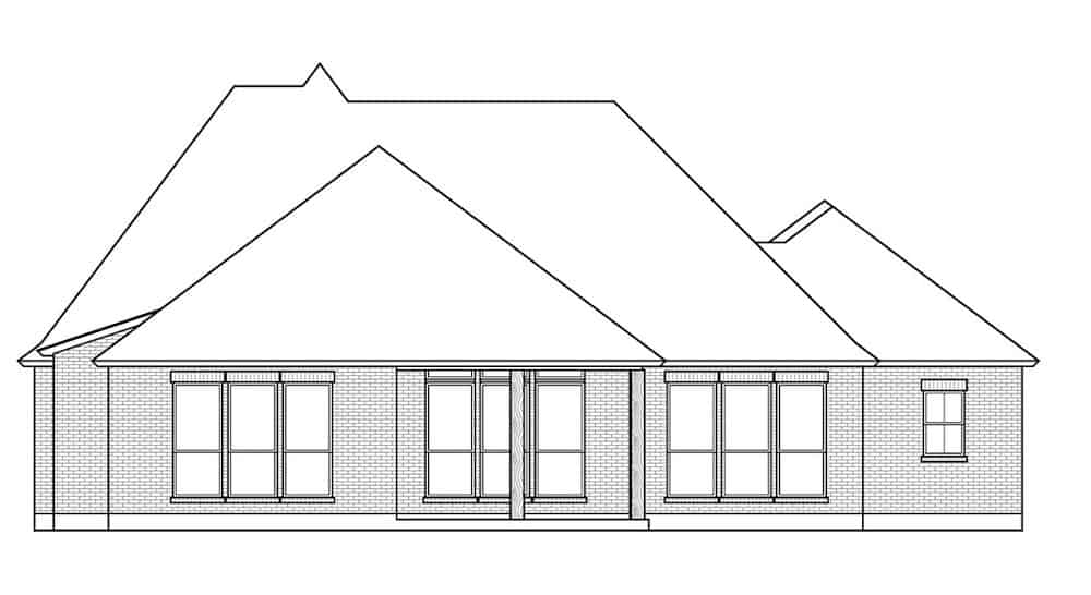 Home Plan Rear Elevation of this 4-Bedroom,2650 Sq Ft Plan -206-1022