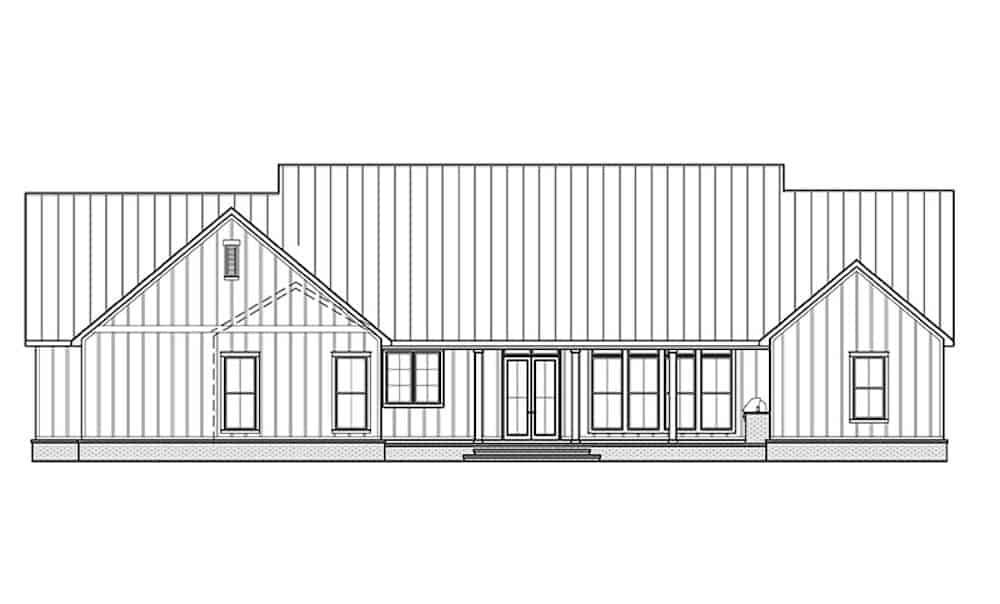 Home Plan Rear Elevation of this 4-Bedroom,2534 Sq Ft Plan -206-1040