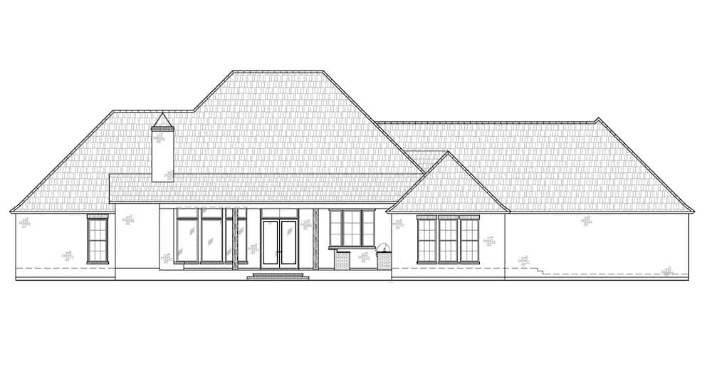 Home Plan Rear Elevation of this 4-Bedroom,3535 Sq Ft Plan -206-1042