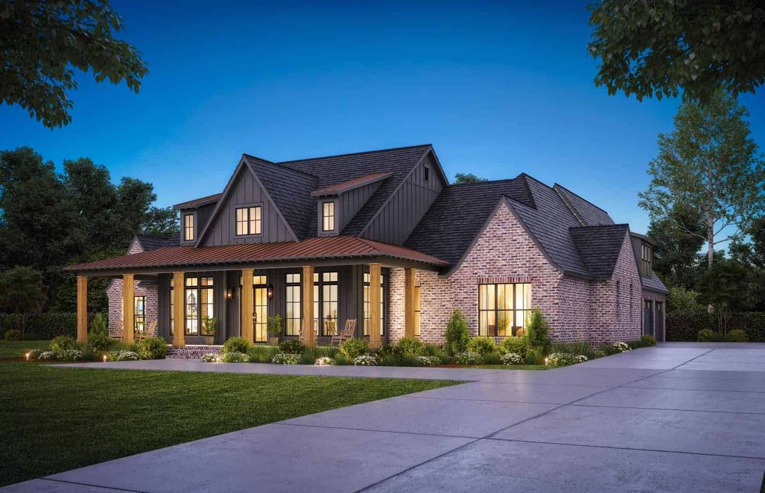 Front View of this 4-Bedroom, 3127 Sq Ft Plan - 206-1058