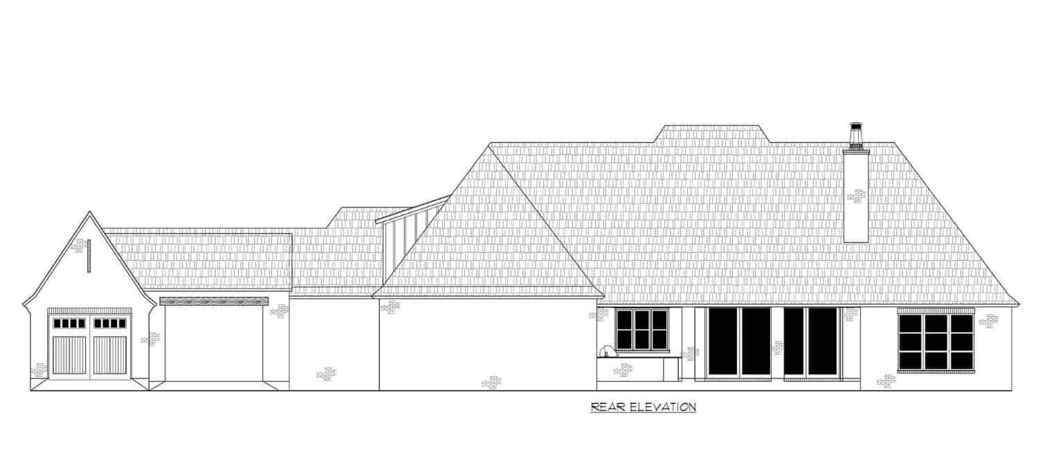 Home Plan Rear Elevation of this 4-Bedroom,3340 Sq Ft Plan -206-1060
