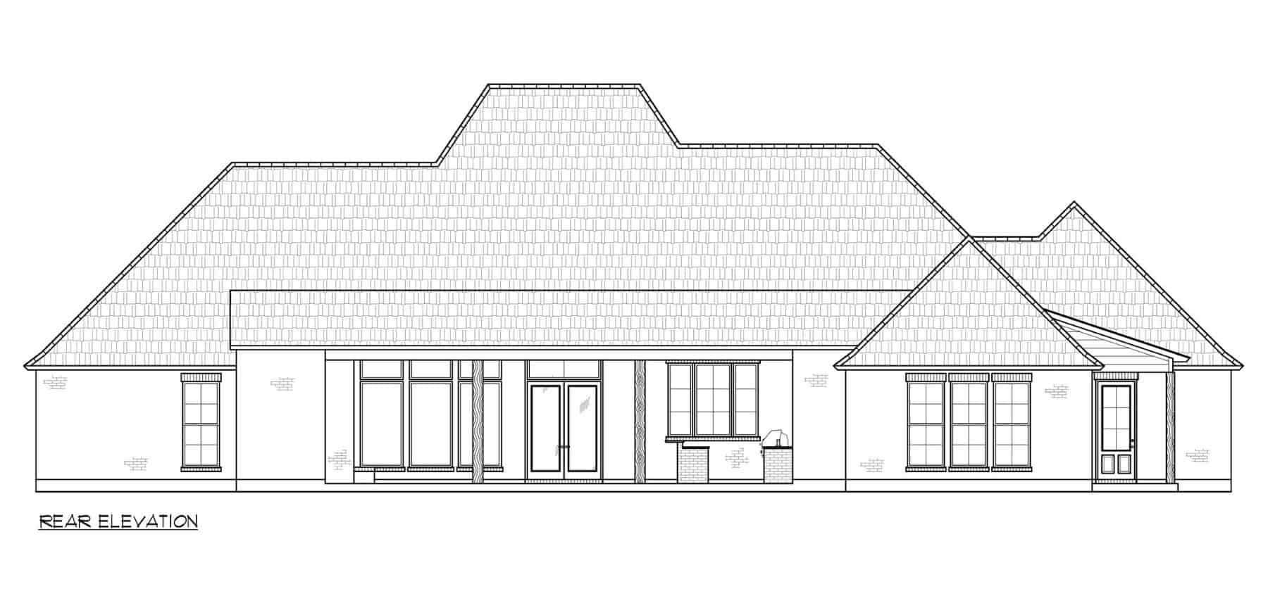 Home Plan Rear Elevation of this 4-Bedroom,3514 Sq Ft Plan -206-1064