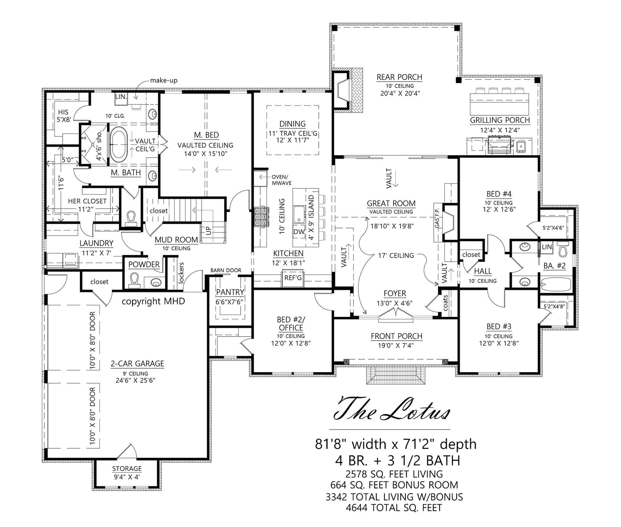 Main Level of Farmhouse Plan #206-1071