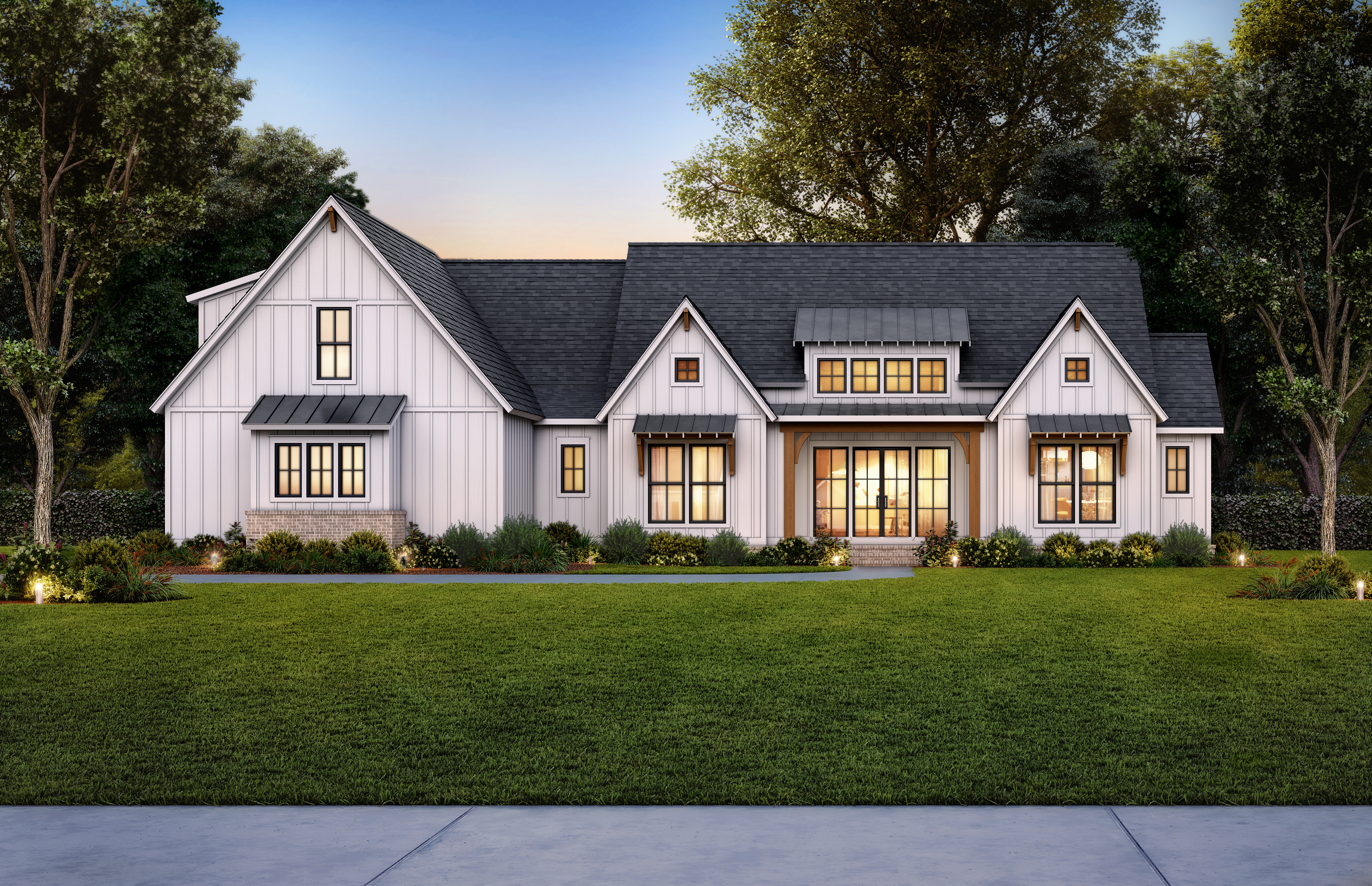 Front elevation of Farmhouse home (ThePlanCollection: House Plan #206-1071)