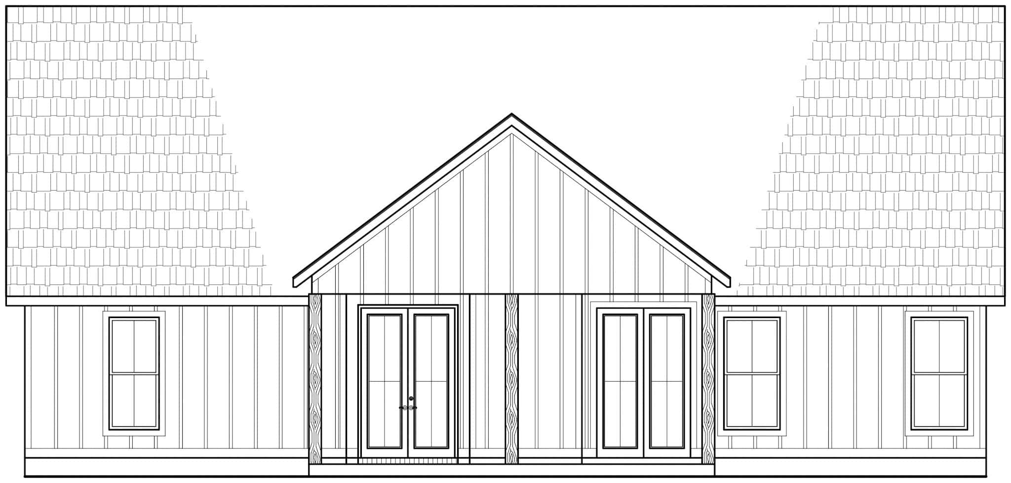 Home Plan Rear Elevation of this 4-Bedroom,1939 Sq Ft Plan -206-1079