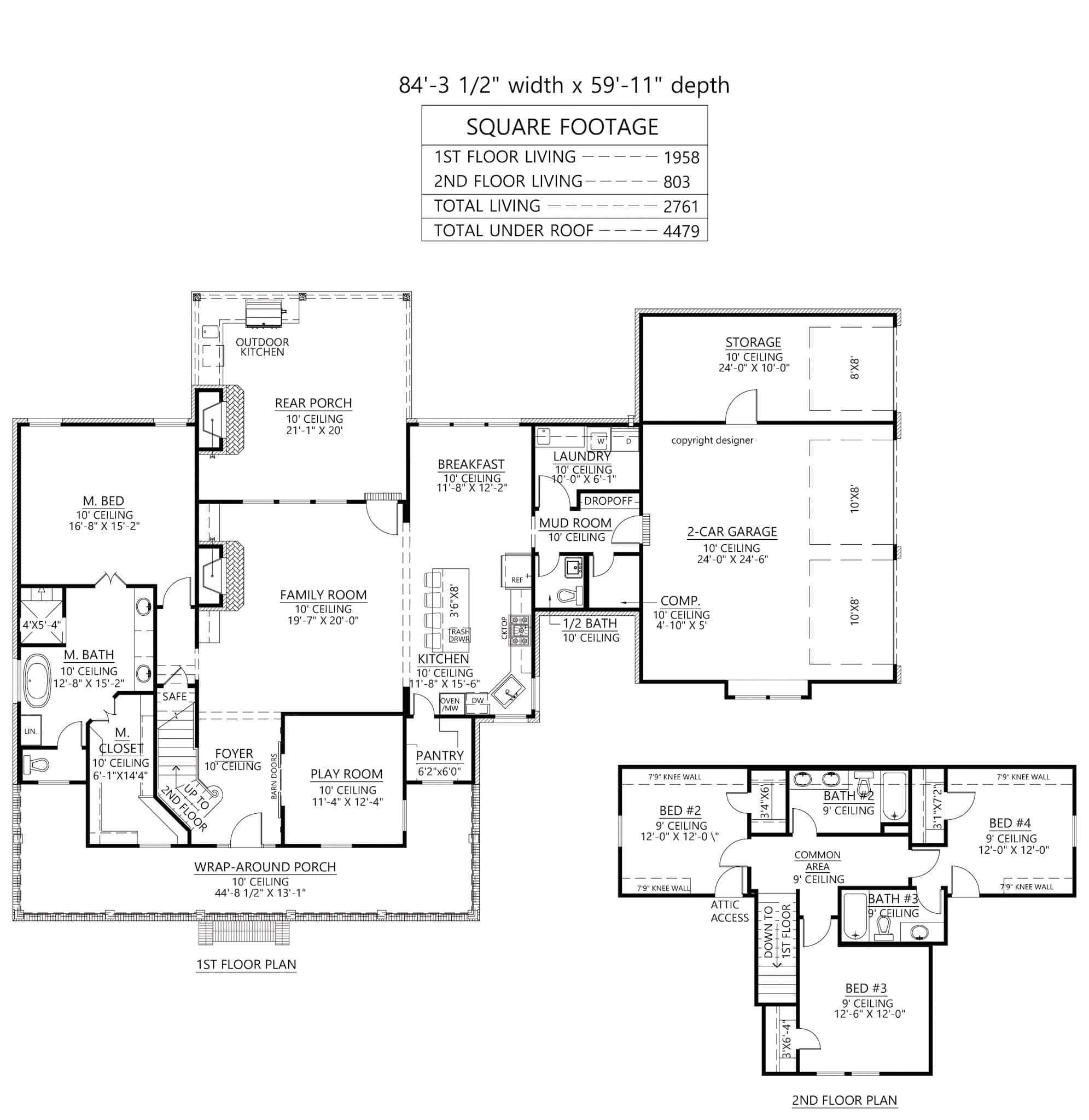 Main Level of Farmhouse Plan #206-1080