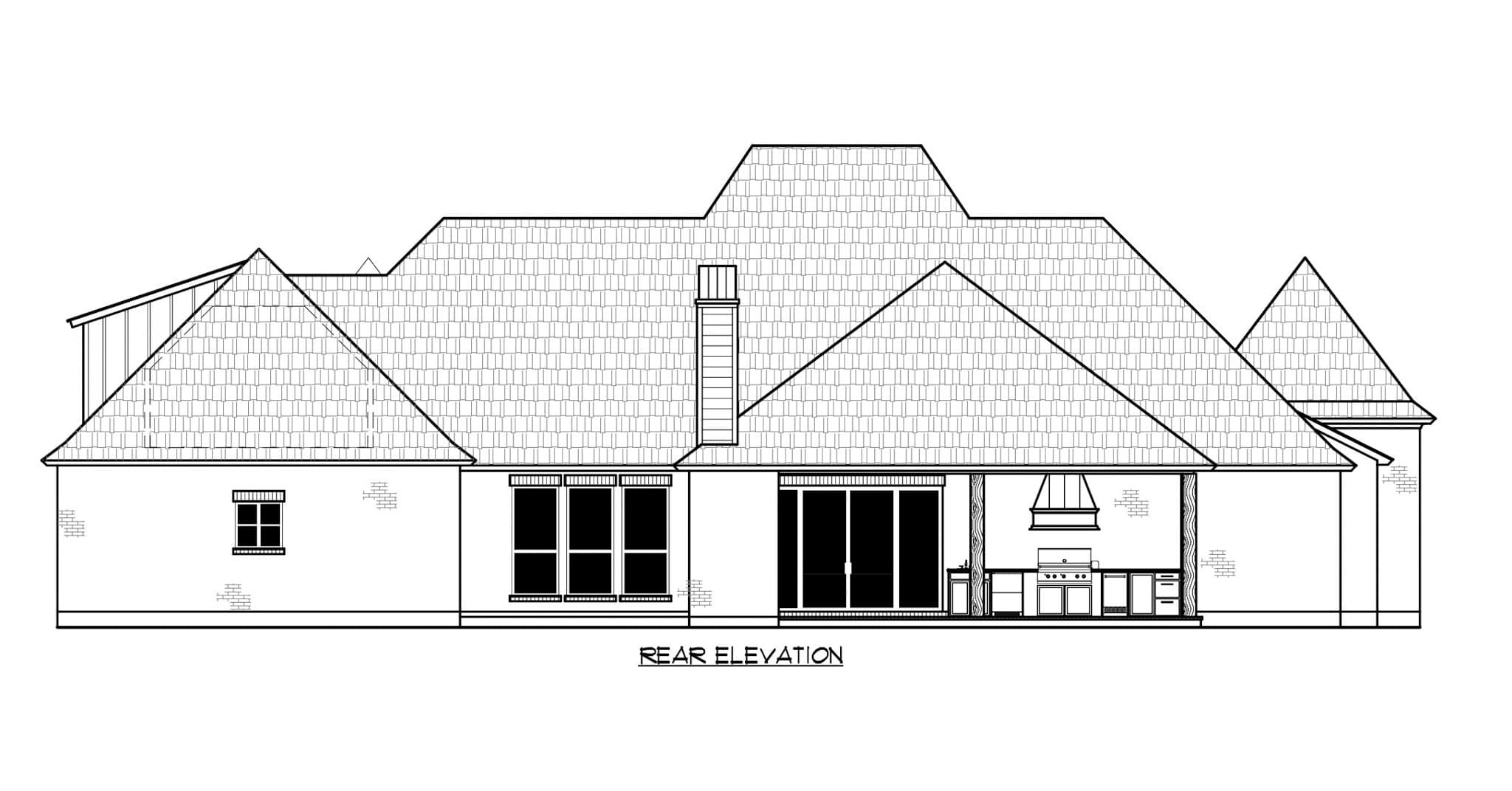 Home Plan Rear Elevation of this 4-Bedroom,3059 Sq Ft Plan -206-1082