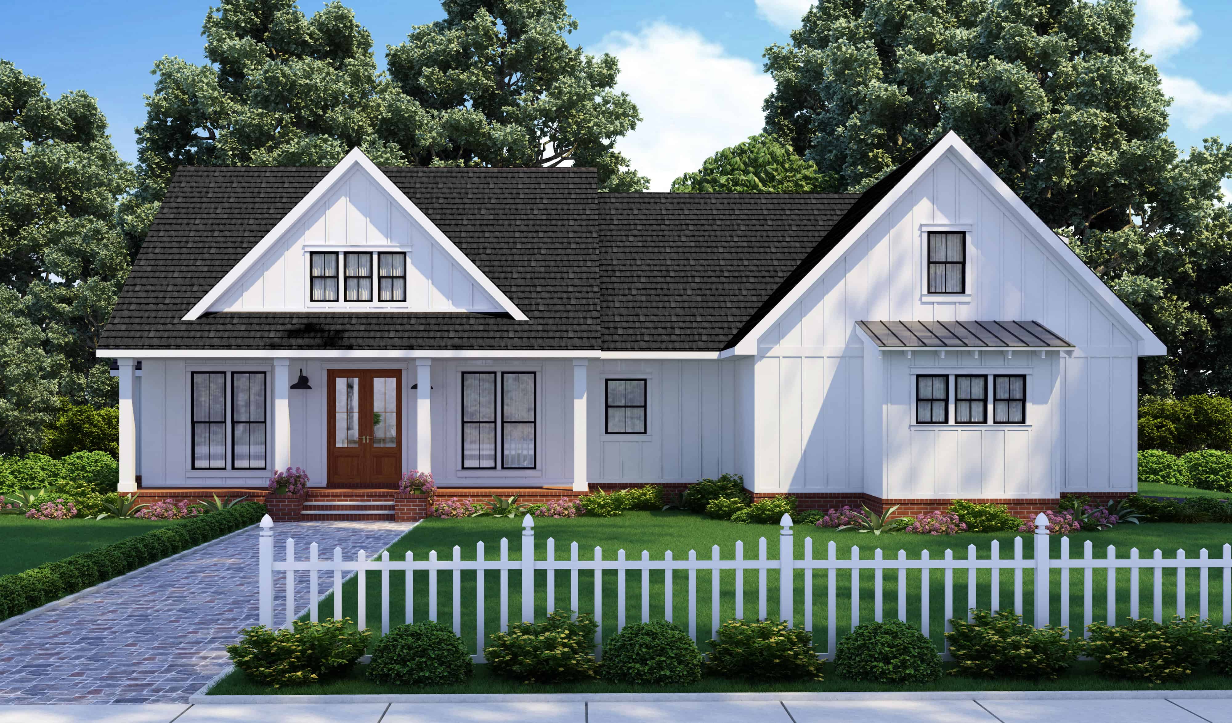 Front elevation of Farmhouse home (ThePlanCollection: House Plan #206-1083)