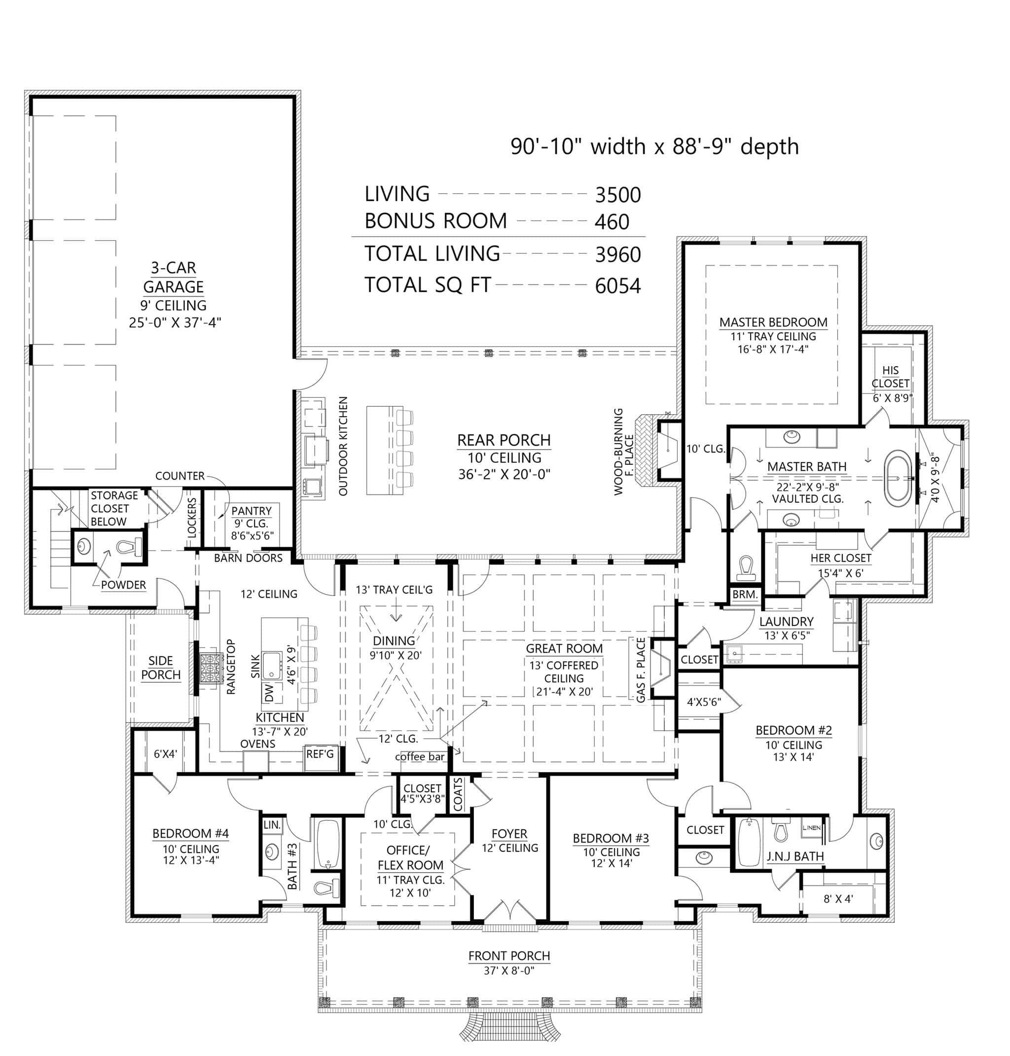 Main Level of Southern Plan #206-1084