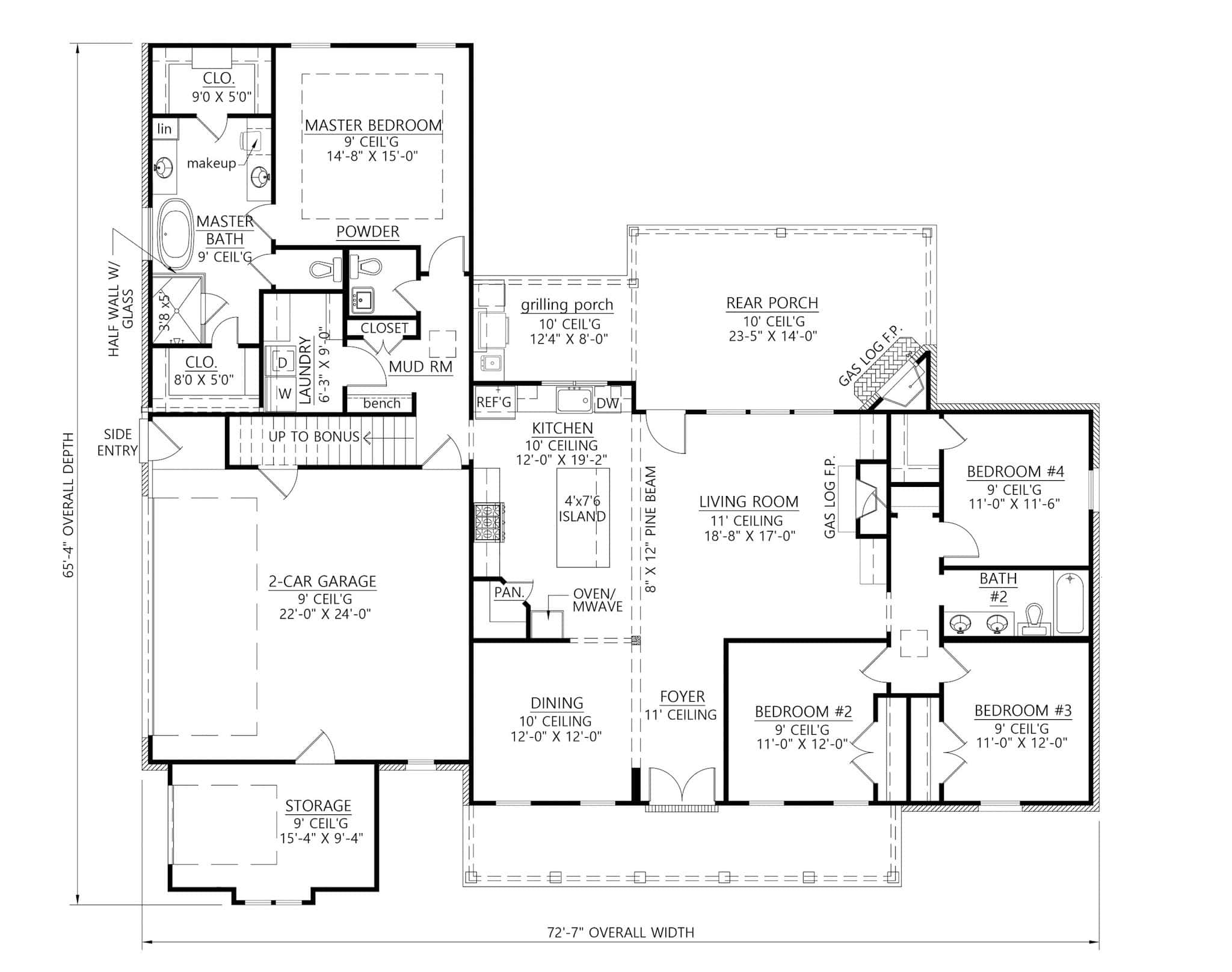 Main Level of Farmhouse Plan #206-1085