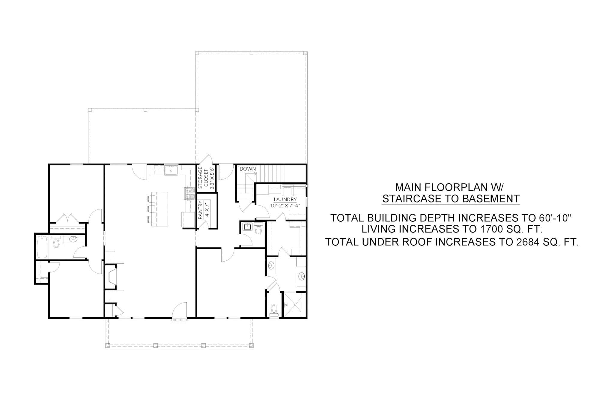 Main Level of Farmhouse Plan #206-1086