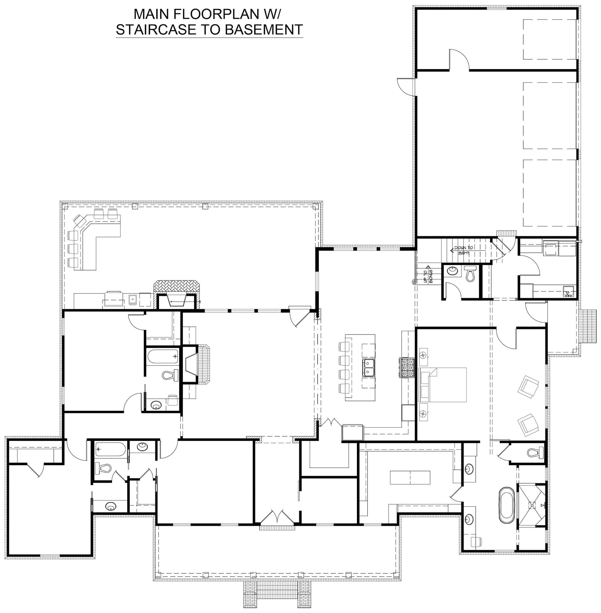 Main Level of Farmhouse Plan #206-1087