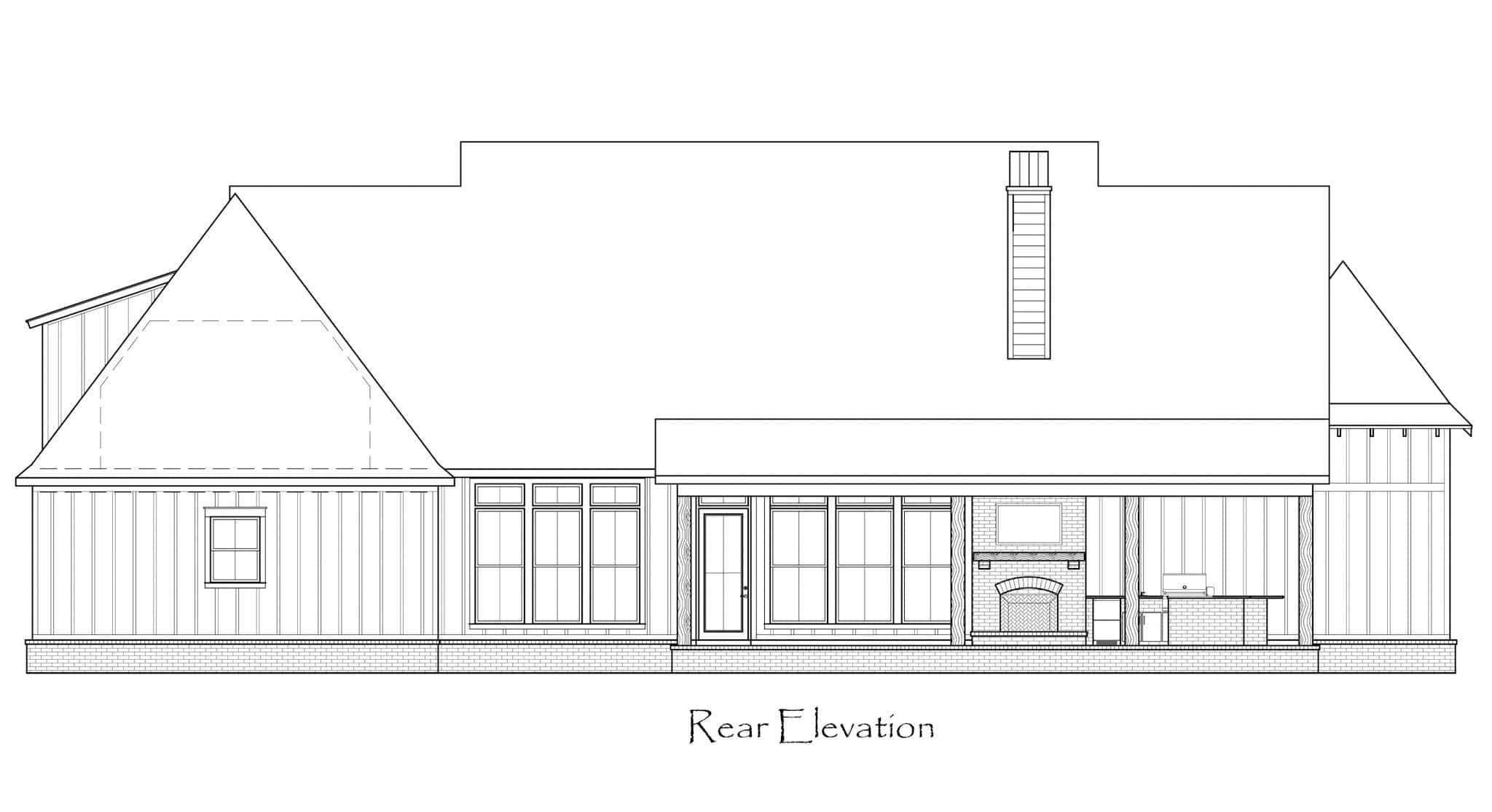 Home Plan Rear Elevation of this 4-Bedroom,2986 Sq Ft Plan -206-1087